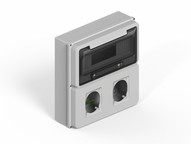 Caja IP65 p/12 polos DIN + un módulo p/2 tomas encapsuladas - gris